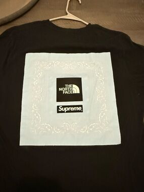 Supreme Black Short Sleeve Tee with Light Blue Back Panel